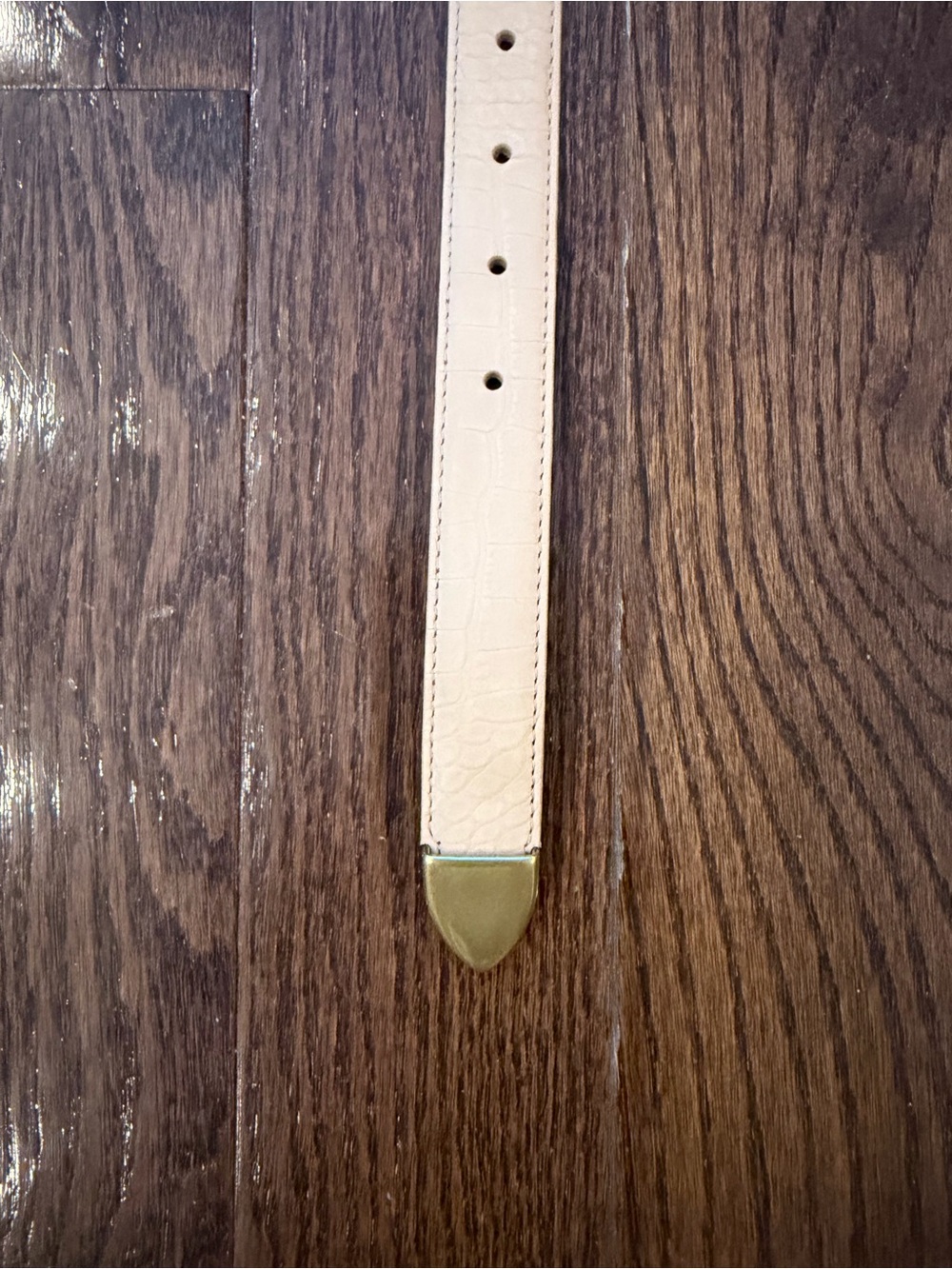 Aime Leon Dore Beige Croc-Embossed Belt with Gold Buckle - Picture 11 of 13